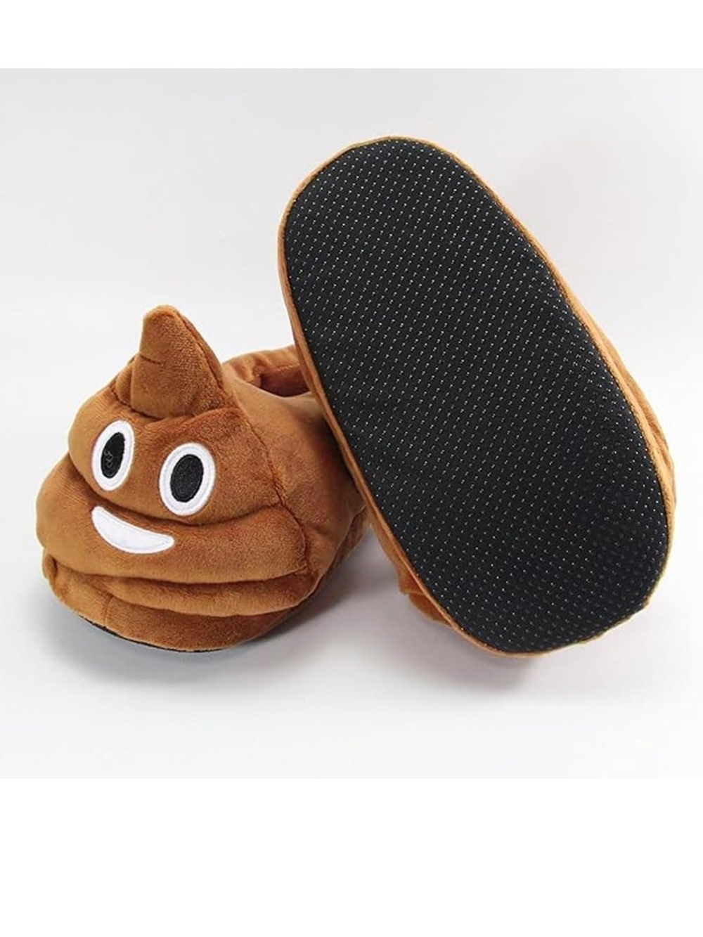 Novelty Poop Emoji Plush Slippers - Brown - Picture 8 of 9